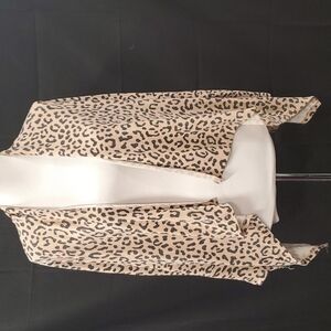 Bobeau Cheetah Print Waterfall Cardigan SZ XS
